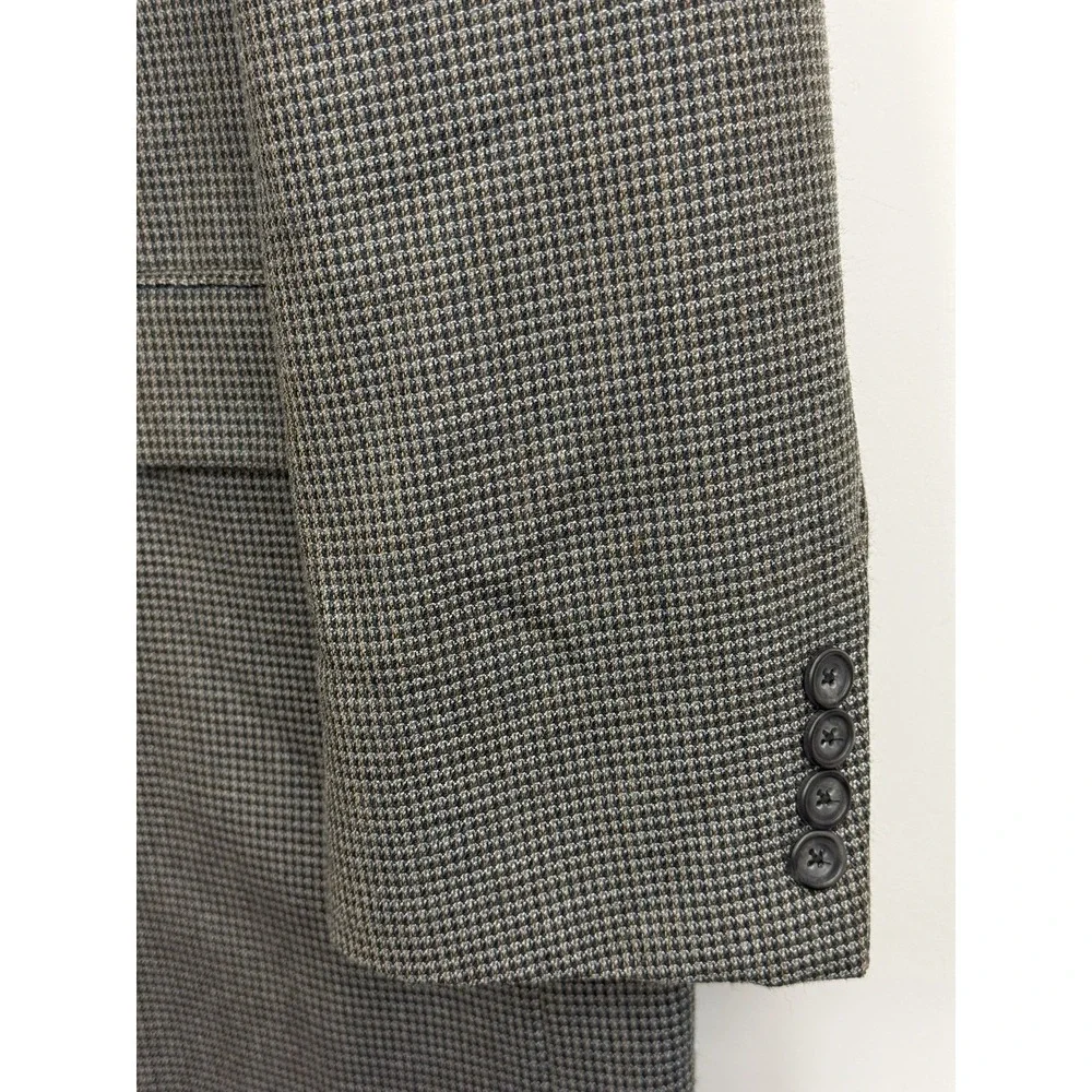 HICKEY FREEMAN Grey/Brown Worsted Wool Mens 44L Blazer Sport Coat Jacket‎
